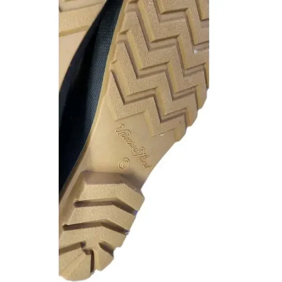 Universal Thread Women's 10 Duck Boots Waterproof Rain Lace Up Tan Black Ankle - Picture 4 of 16